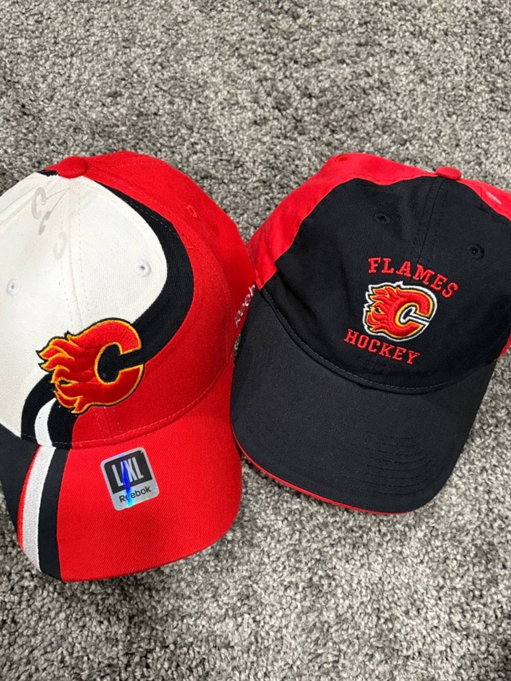 2 Reebok Calgary Flames Caps - Embroidered Team Logo
